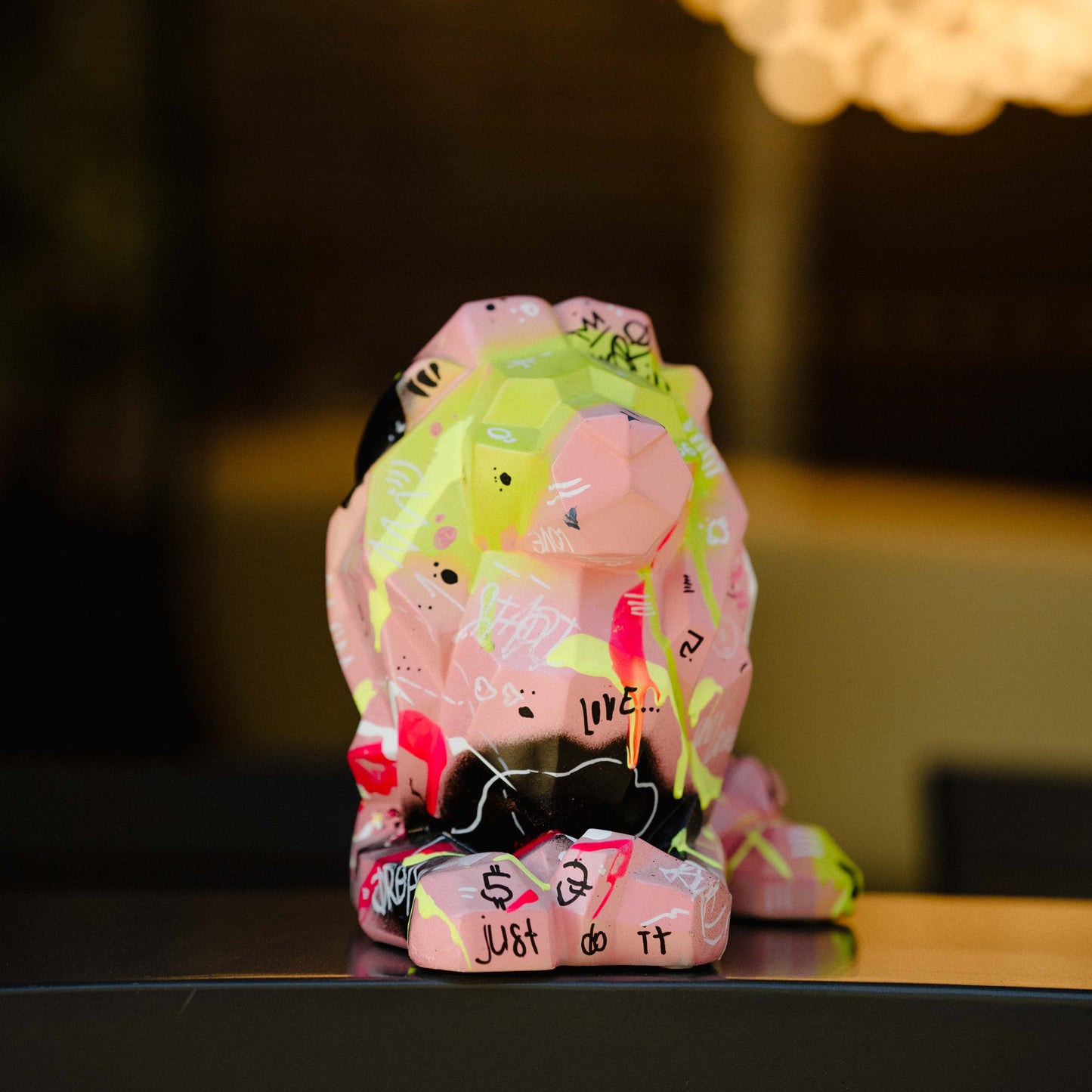 Pink Lion 3D Sculpture