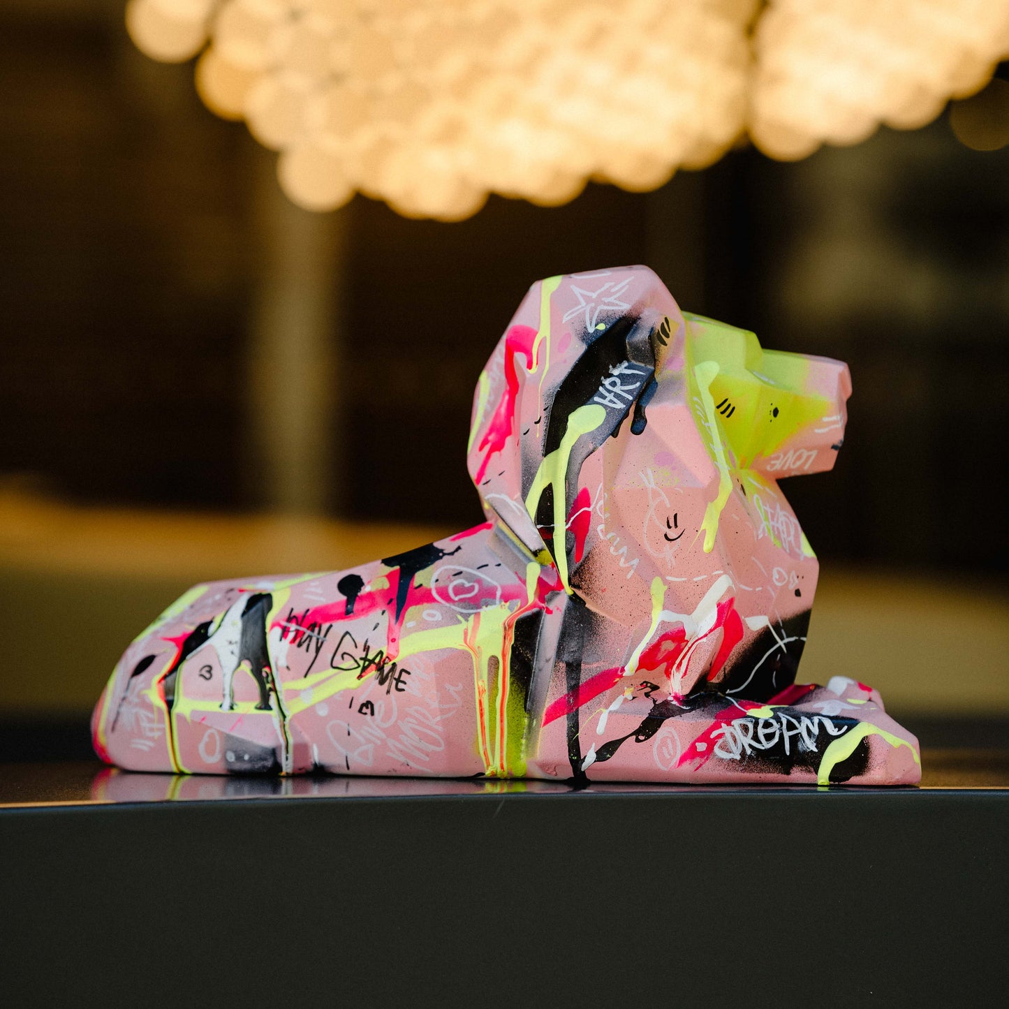 Pink Lion 3D Sculpture
