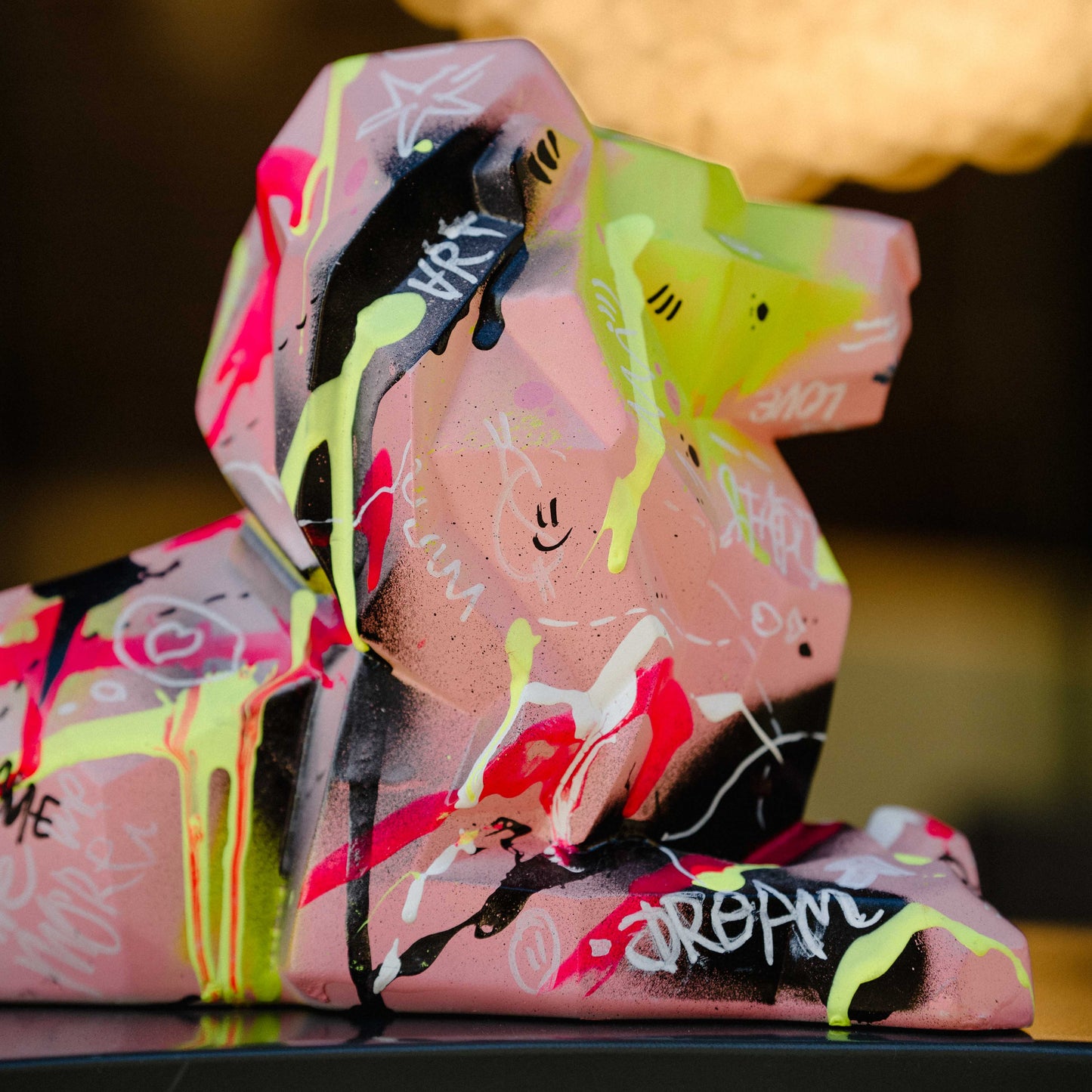 Pink Lion 3D Sculpture