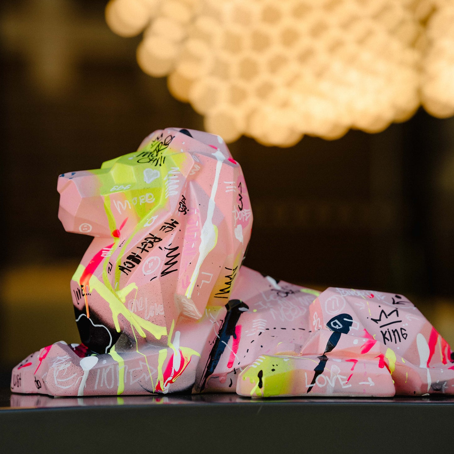 Pink Lion 3D Sculpture