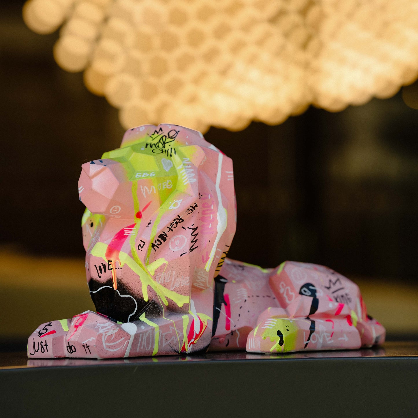 Pink Lion 3D Sculpture
