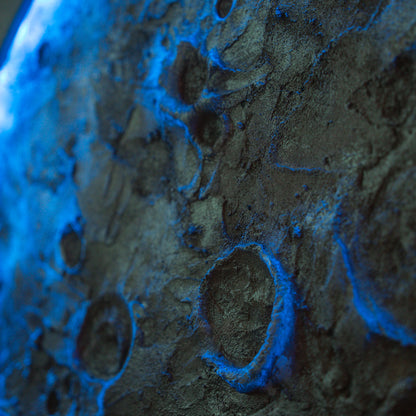 Close-up of a textured surface with blue accents