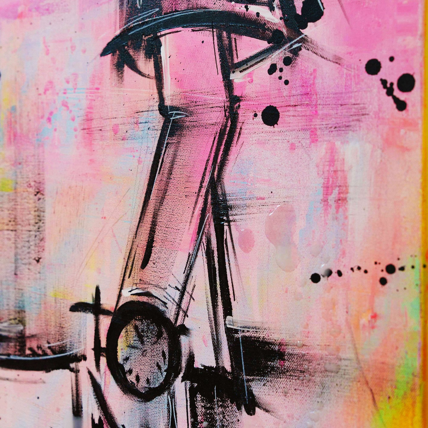 Abstract artwork of a bicycle on a colorful background